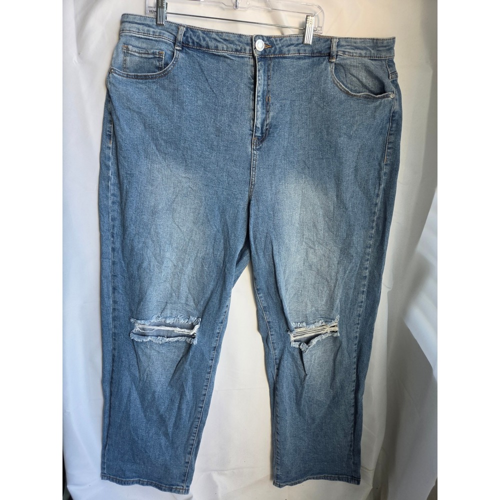 Eloquii Elements Jeans Womens Blue Medium Wash Straight High Rise Straight